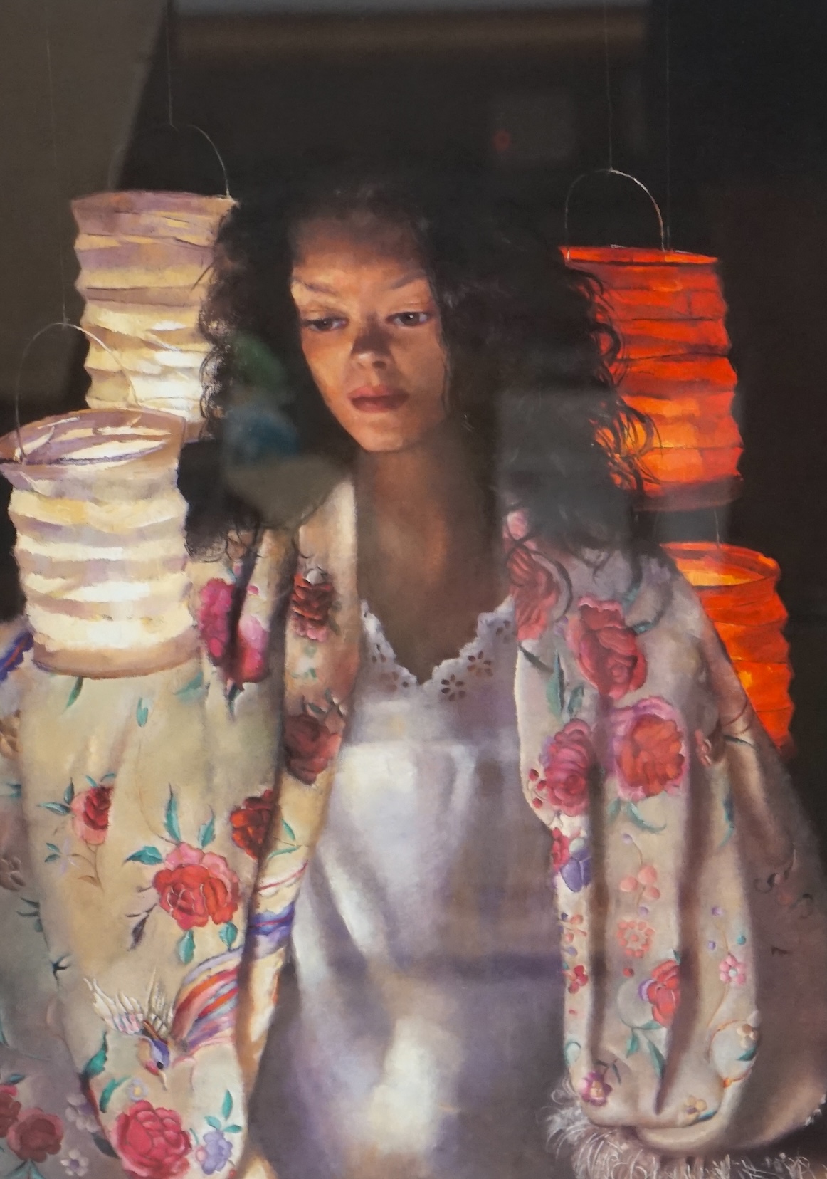 Robert Lenkiewicz (1941-2002), offset lithograph, 'Anna with paper lanterns' signed in pencil and titled, 9/500, 52 x 36cm. Condition - good